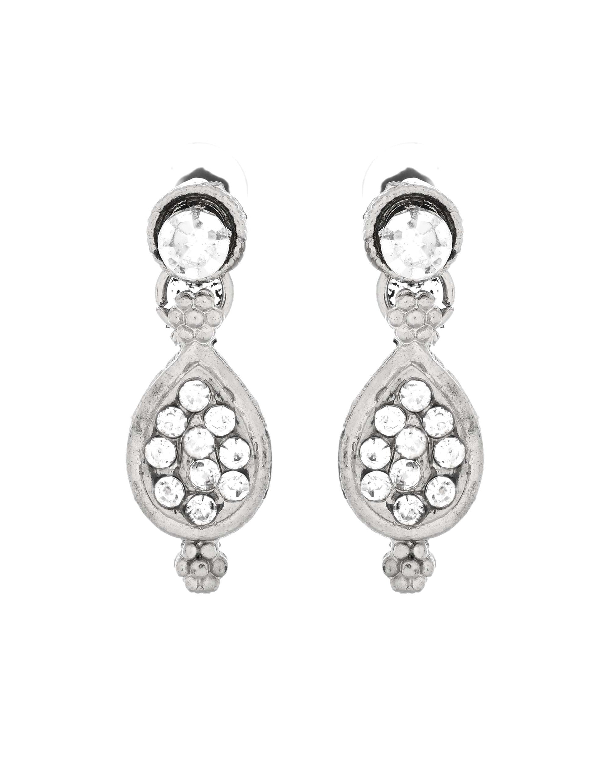 Jewels Nest Silver-Plated AD Studded Traditional Necklace Set for Women - Swadesiicart