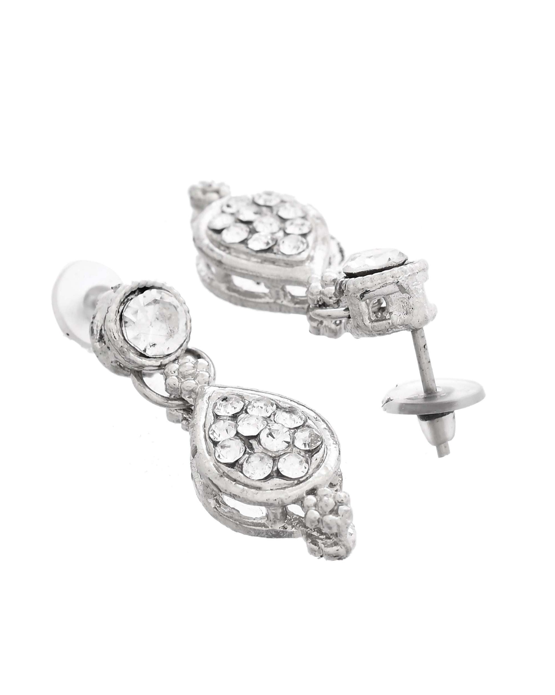 Jewels Nest Silver-Plated AD Studded Traditional Necklace Set for Women - Swadesiicart