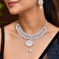 Jewels Nest Dazzling Occasion-Wear Set in Radiant Silver Finish and White Detailing - Swadesiicart