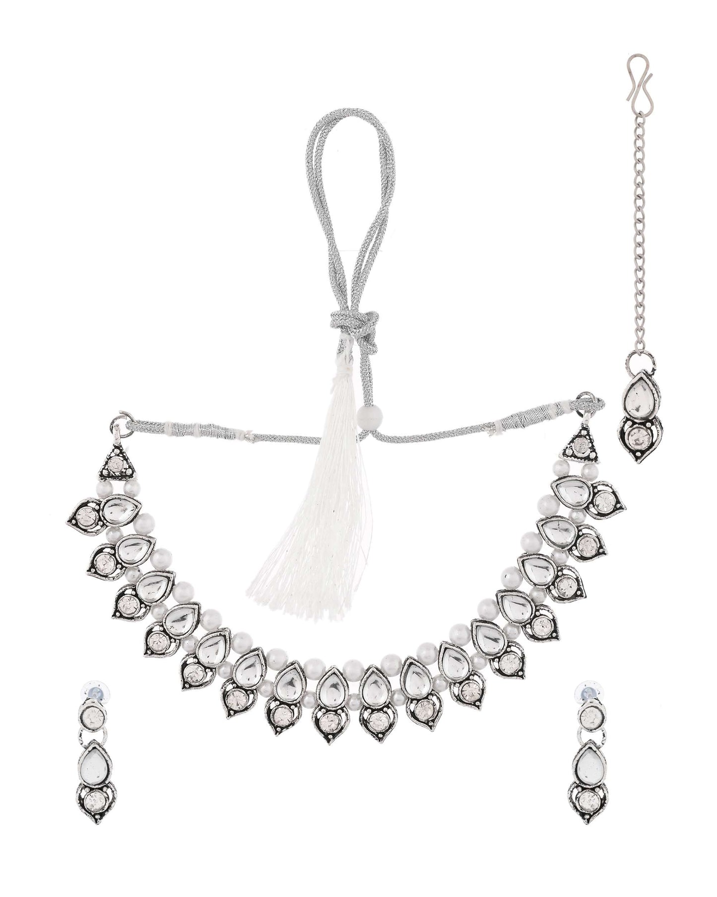 Jewels Nest Oxidised Silver-Plated Bridal Choker Jewellery Set - Swadesiicart