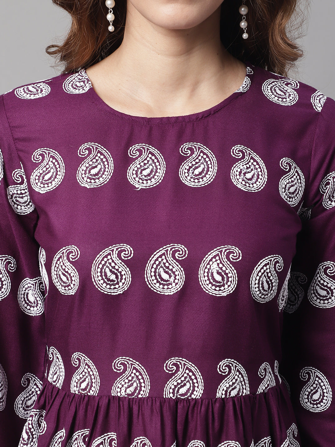 Jainish Women's Embroidered and Sequin work Co-ords - Purple - Swadesiicart