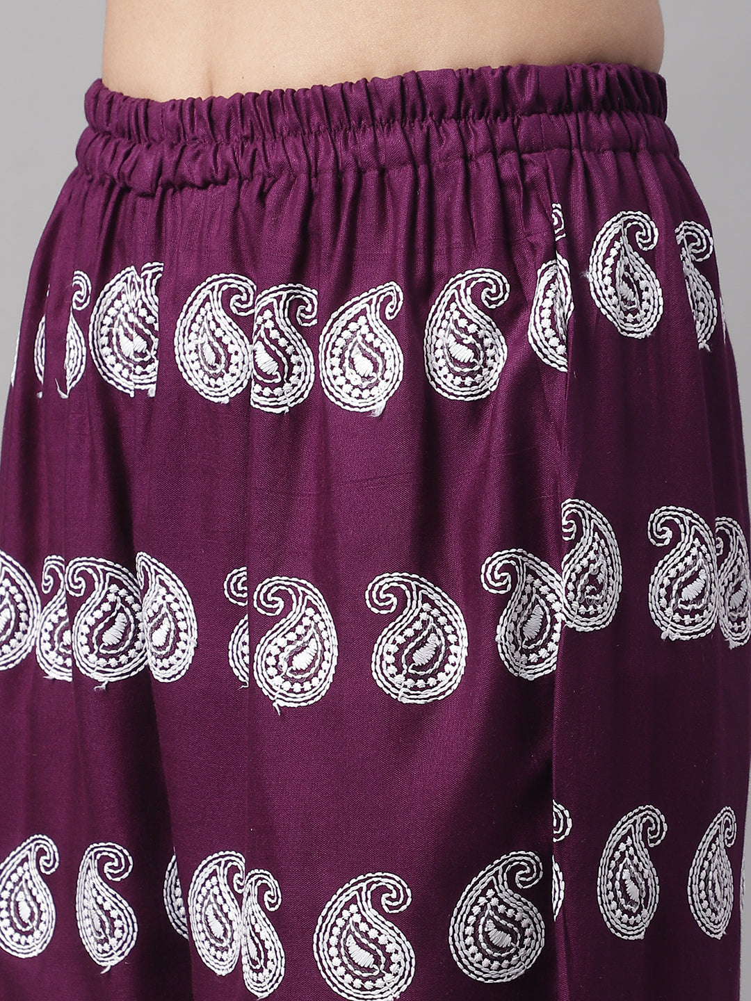 Jainish Women's Embroidered and Sequin work Co-ords - Purple - Swadesiicart