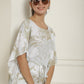 Indian Needle Women's Beige Tie Dye Printed Rayon Kaftan Tunic With Trousers - Beige - Swadesiicart