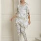 Indian Needle Women's Beige Tie Dye Printed Rayon Kaftan Tunic With Trousers - Beige - Swadesiicart