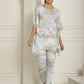 Indian Needle Women's Beige Tie Dye Printed Rayon Kaftan Tunic With Trousers - Beige - Swadesiicart