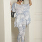Indian Needle Women's Light-Blue Tie Dye Printed Rayon Kaftan Tunic With Trousers - Light-Blue - Swadesiicart