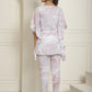 Indian Needle Women's Light-Purple Tie Dye Printed Rayon Kaftan Tunic With Trousers - Light-Purple - Swadesiicart