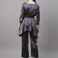 Jainish Women's stylish Co-ords with belt - JCharcoal - Swadesiicart