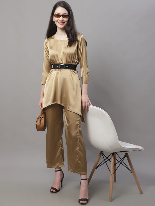 Jainish Women's stylish Co-ords with belt - JGolden - Swadesiicart