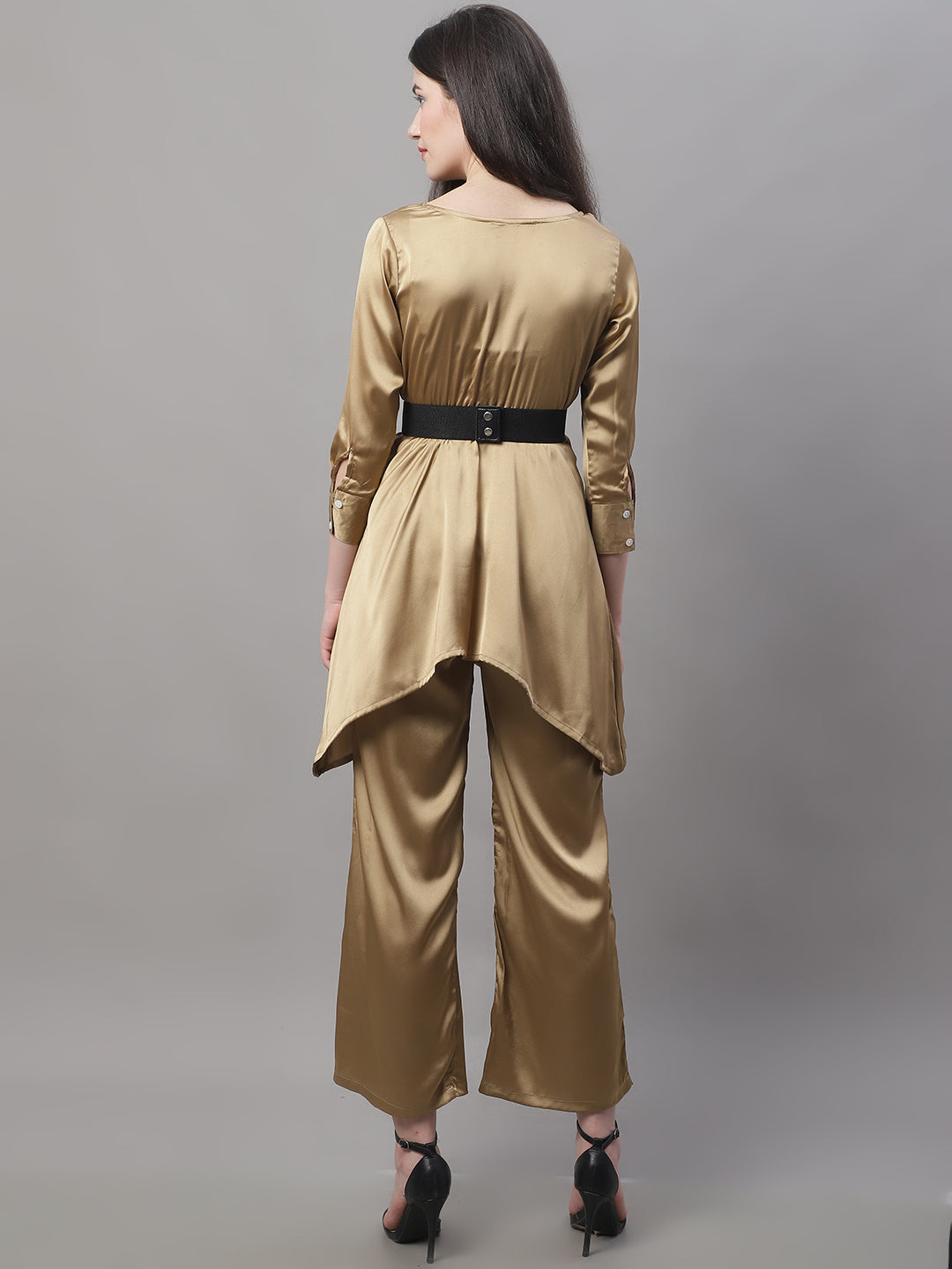 Jainish Women's stylish Co-ords with belt - JGolden - Swadesiicart