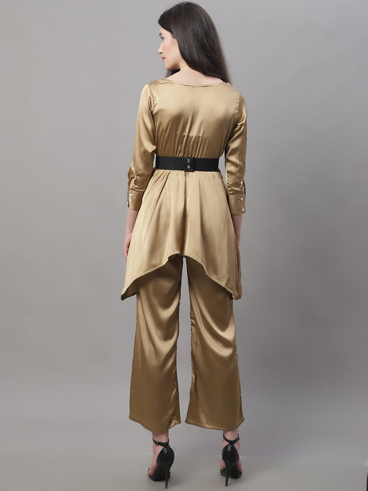 Jainish Women's stylish Co-ords with belt - JGolden - Swadesiicart