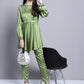 Jainish Women's WoEmbroidered A-line Top and Trouser With Belt - Green - Swadesiicart