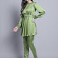 Jainish Women's WoEmbroidered A-line Top and Trouser With Belt - Green - Swadesiicart
