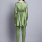 Jainish Women's WoEmbroidered A-line Top and Trouser With Belt - Green - Swadesiicart