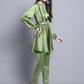 Jainish Women's WoEmbroidered A-line Top and Trouser With Belt - Green - Swadesiicart