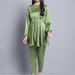 Jainish Women's WoEmbroidered A-line Top and Trouser With Belt - Green - Swadesiicart