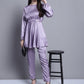 Jainish Women's WoEmbroidered A-line Top and Trouser With Belt - Purple - Swadesiicart