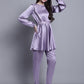 Jainish Women's WoEmbroidered A-line Top and Trouser With Belt - Purple - Swadesiicart