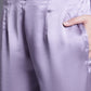 Jainish Women's WoEmbroidered A-line Top and Trouser With Belt - Purple - Swadesiicart