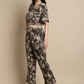Jainish Women's Brown Printed Crop Top With Palazzos - Swadesiicart