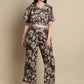 Jainish Women's Brown Printed Crop Top With Palazzos - Swadesiicart
