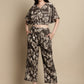 Jainish Women's Brown Printed Crop Top With Palazzos - Swadesiicart