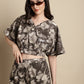 Jainish Women's Brown Printed Crop Top With Palazzos - Swadesiicart