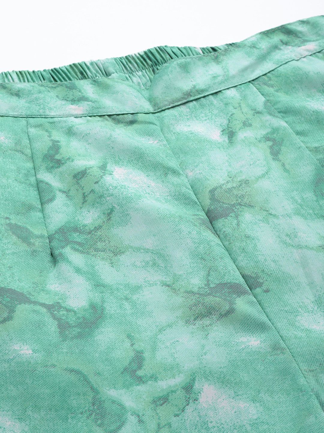 Jainish Women's Green Printed Crop Top With Palazzos - Swadesiicart