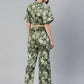 Jainish Women's Olive Green Printed Crop Top With Palazzos - Swadesiicart