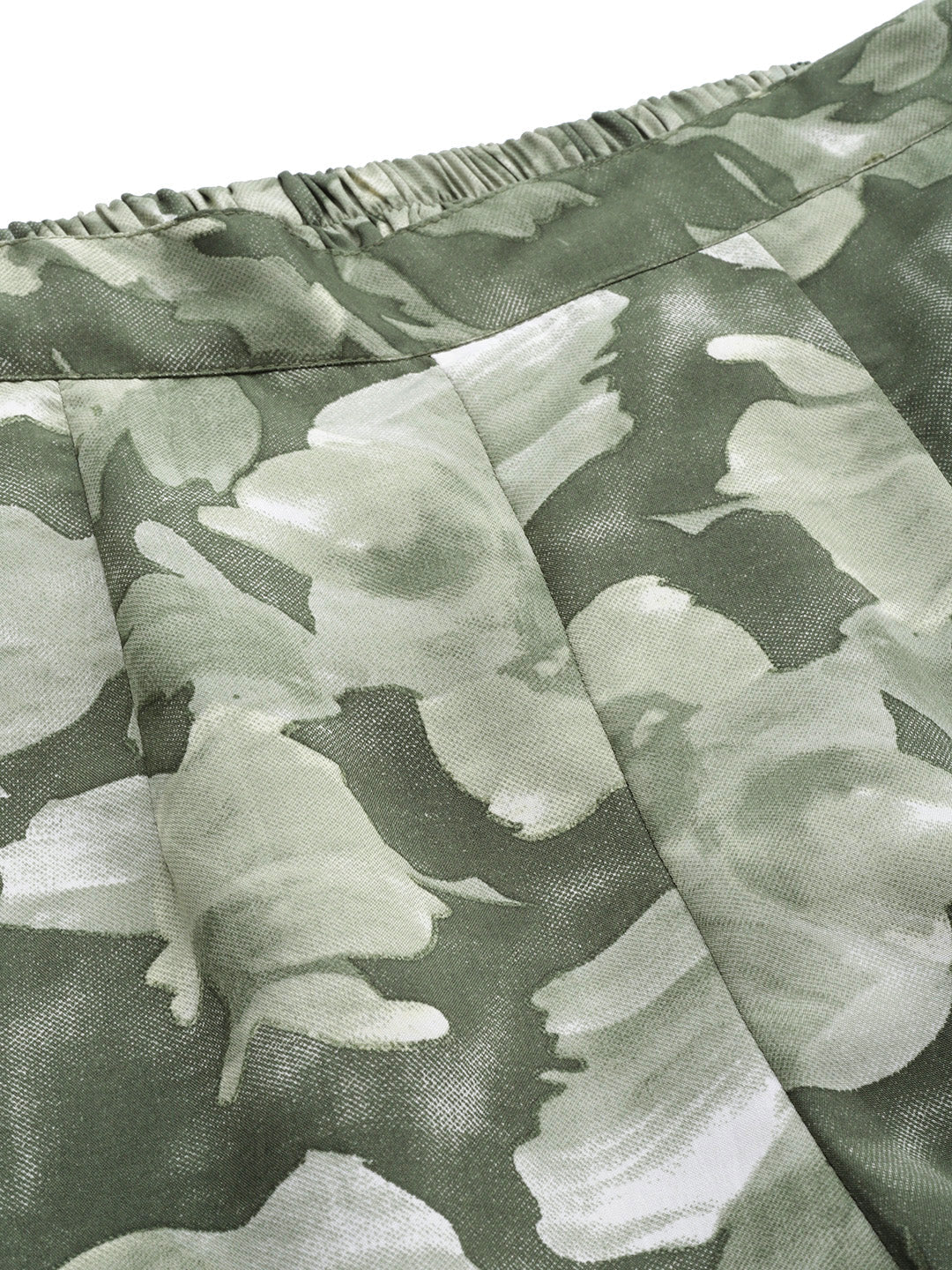 Jainish Women's Olive Green Printed Crop Top With Palazzos - Swadesiicart