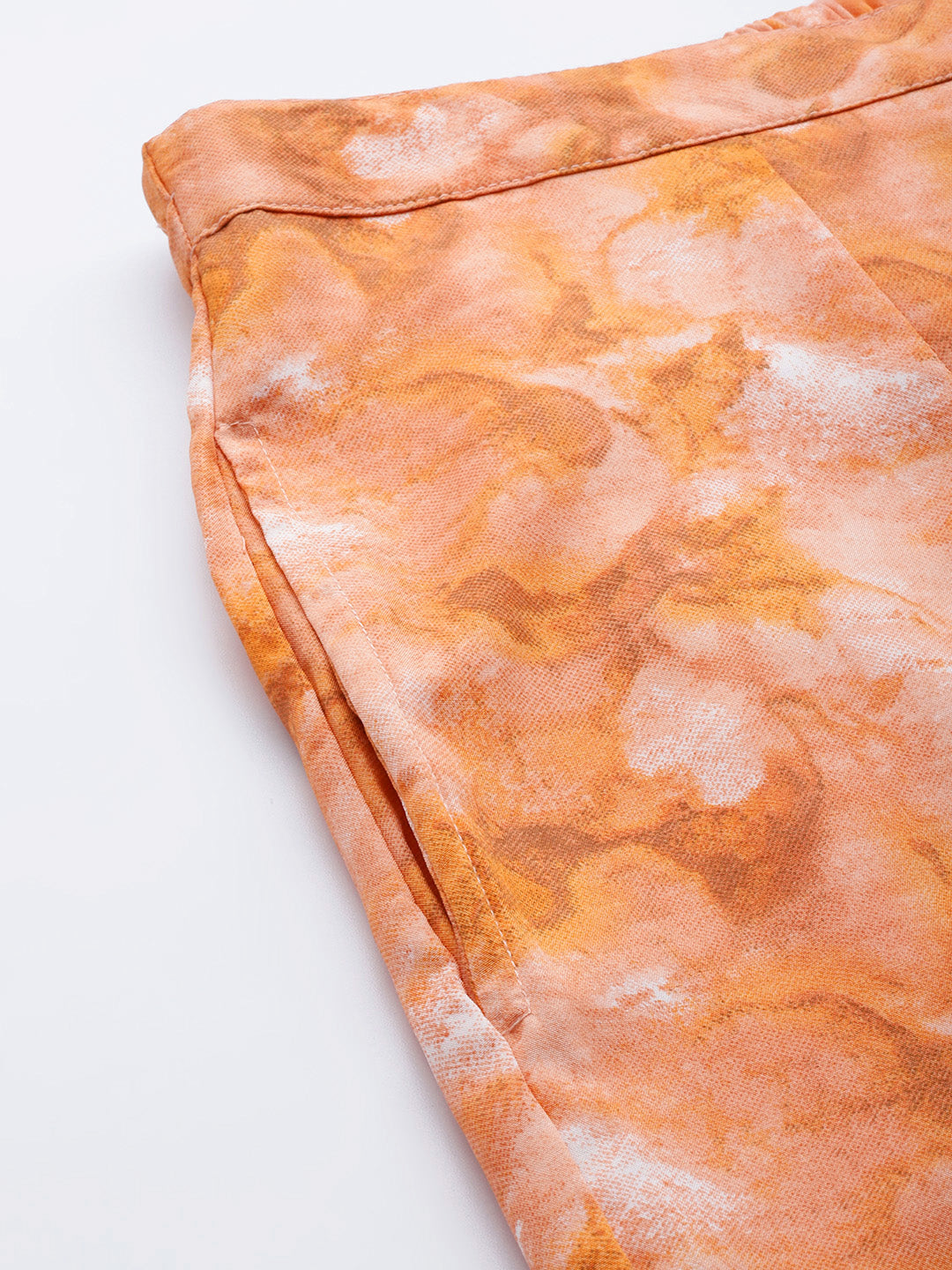 Jainish Women's Orange Printed Crop Top With Palazzos - Swadesiicart