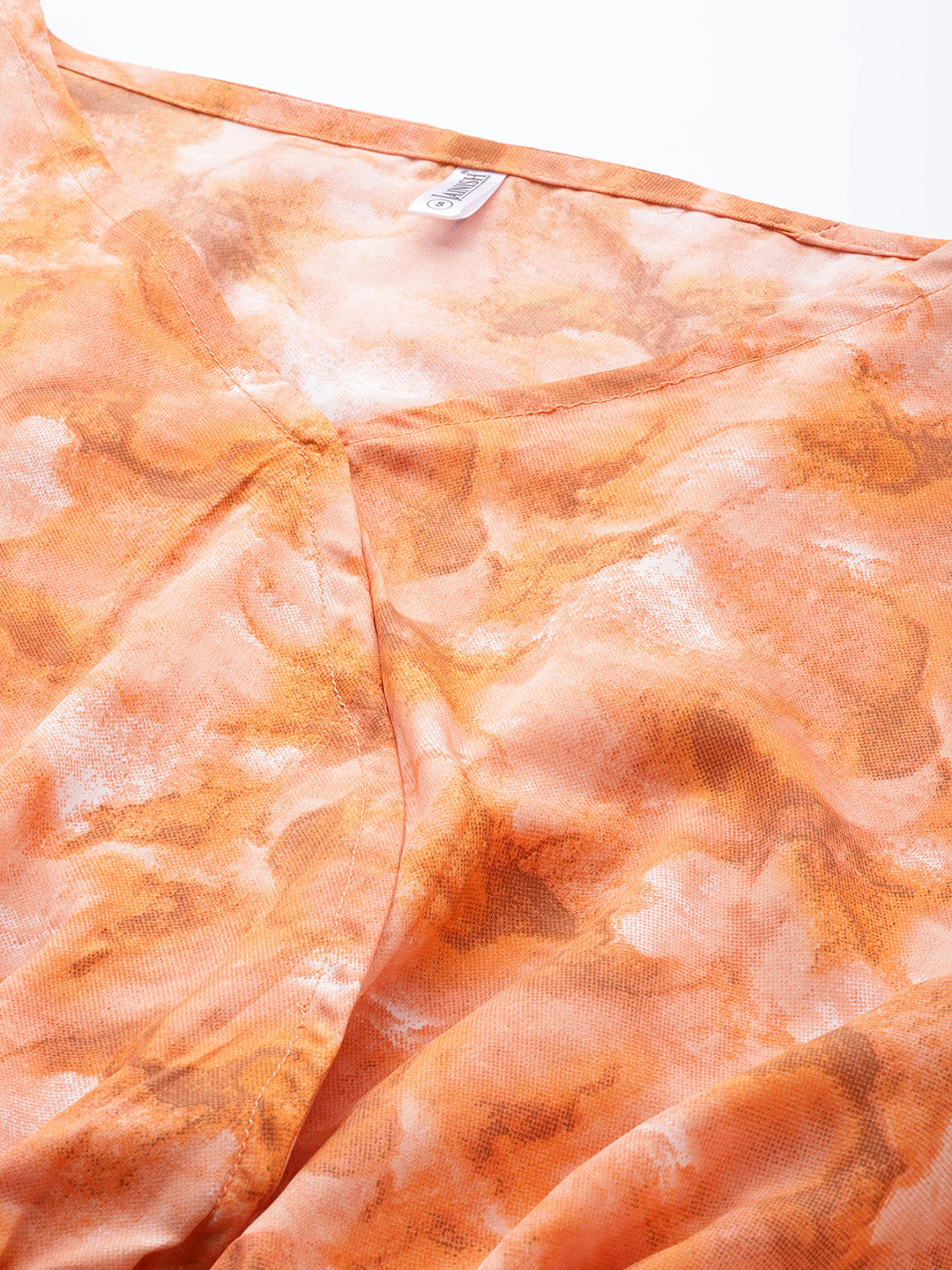 Jainish Women's Orange Printed Crop Top With Palazzos - Swadesiicart