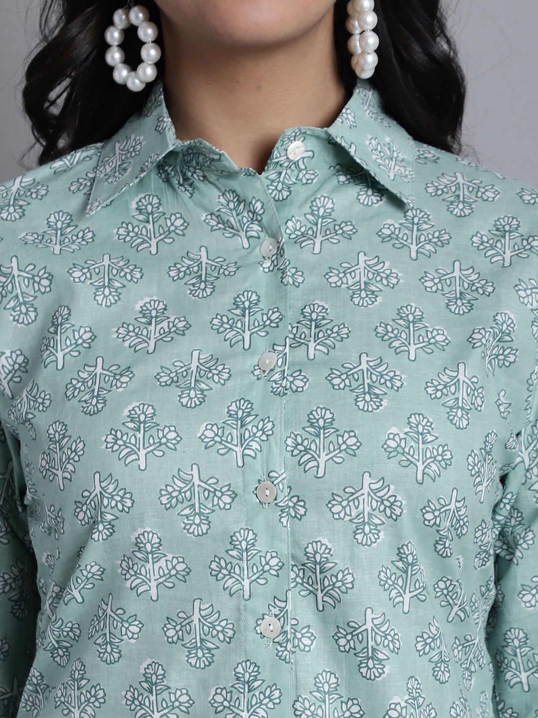 Jainish Women's WoLime Green Printed Shirt and Trouser Co-ords Set - Swadesiicart