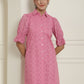 Indian Needle Women's Embroidered Cotton Dress - Pink | Swadesiicart