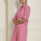 Indian Needle Women's Embroidered Cotton Dress - Pink | Swadesiicart
