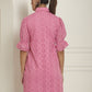 Indian Needle Women's Embroidered Cotton Dress - Pink | Swadesiicart