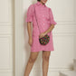 Indian Needle Women's Embroidered Cotton Dress - Pink | Swadesiicart