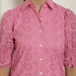 Indian Needle Women's Embroidered Cotton Dress - Pink | Swadesiicart
