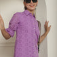 Indian Needle Women's Embroidered Cotton Dress - Purple | Swadesiicart