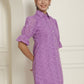 Indian Needle Women's Embroidered Cotton Dress - Purple | Swadesiicart