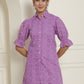 Indian Needle Women's Embroidered Cotton Dress - Purple | Swadesiicart