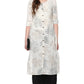 Janasya Off White Cotton Foil Print Straight kurta - Swadesiicart