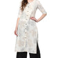 Janasya Off White Cotton Foil Print Straight kurta - Swadesiicart