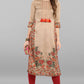 Janasya Women's Light Brown Poly Silk Floral Printed Casual Straight kurta - Swadesiicart