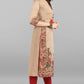 Janasya Women's Light Brown Poly Silk Floral Printed Casual Straight kurta - Swadesiicart