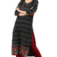 Janasya Black Cotton Ikat Straight kurta - Swadesiicart