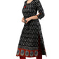 Janasya Black Cotton Ikat Straight kurta - Swadesiicart