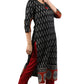 Janasya Black Cotton Ikat Straight kurta - Swadesiicart