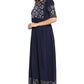 Janasya Dark Blue Poly Crepe Foil Print Flared kurta - Swadesiicart