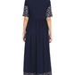 Janasya Dark Blue Poly Crepe Foil Print Flared kurta - Swadesiicart